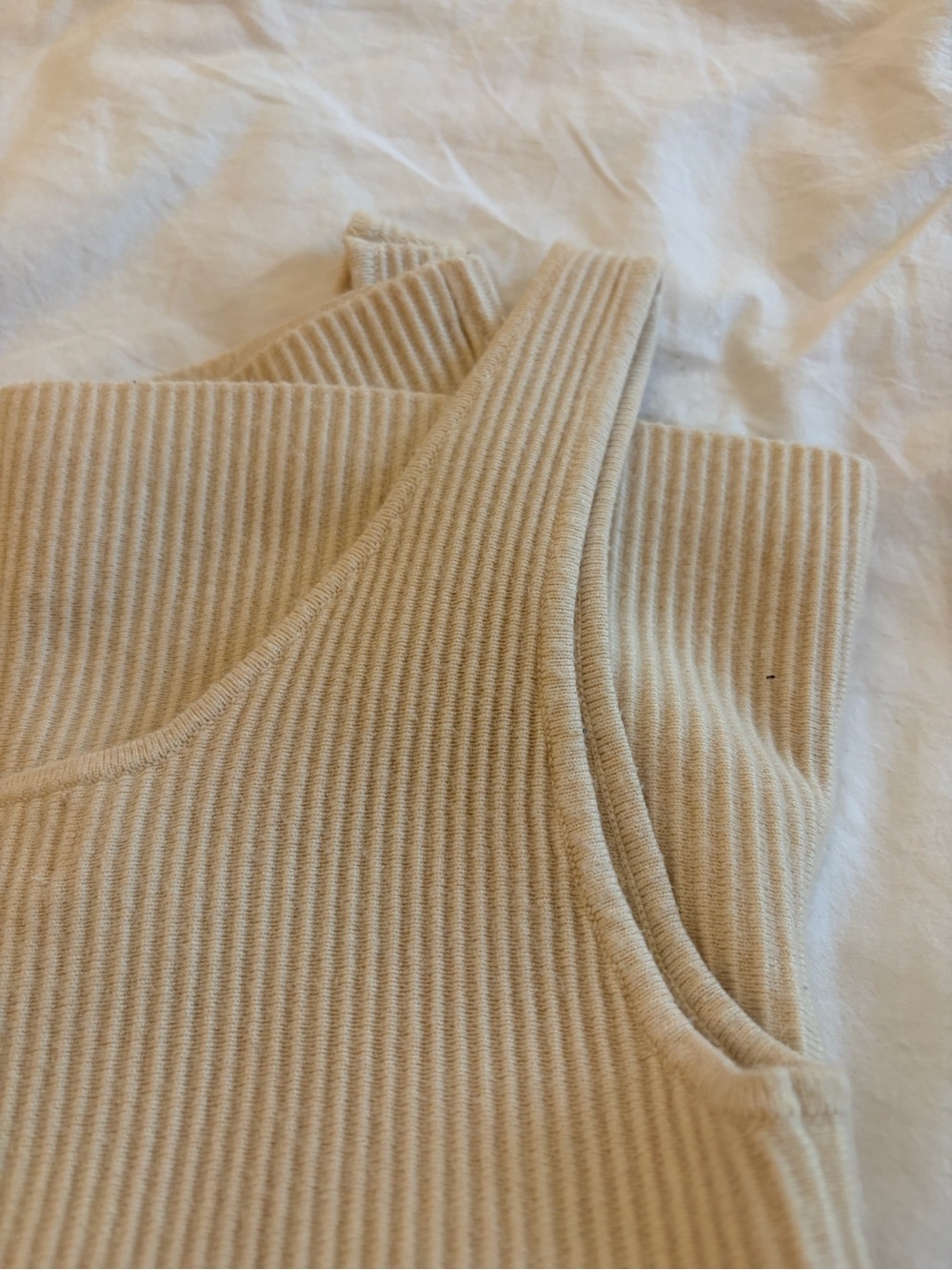 Marled Ribbed Tank Top in Cream - Picture 3 of 3